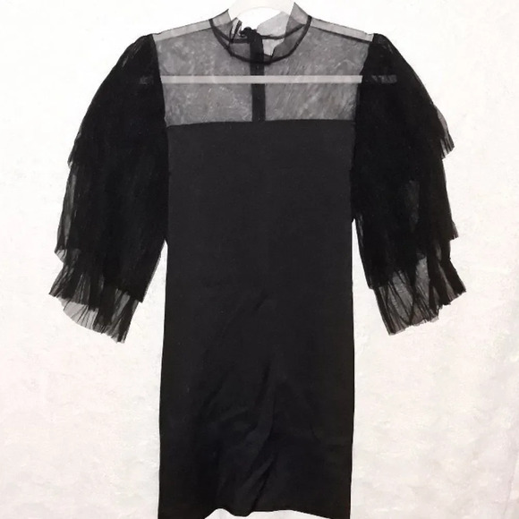 GRACIA Black Cocktail Dress Puffy Sleeves - Picture 3 of 3